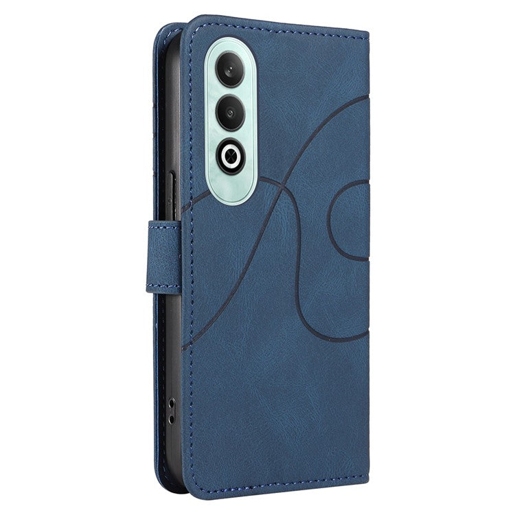 For OnePlus Nord CE4 5G Case Wallet Stand PU Leather Curved Line Phone Cover - Blue