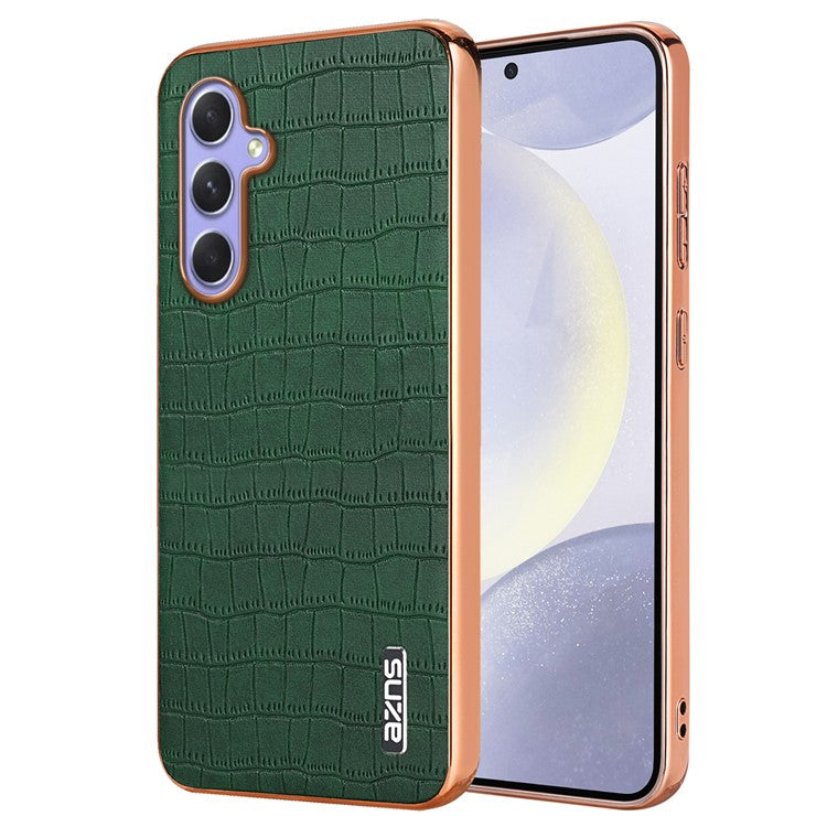 AZNS For Samsung Galaxy A54 5G Slim Case Electroplating Crocodile Texture PU+TPU Phone Shell - Green