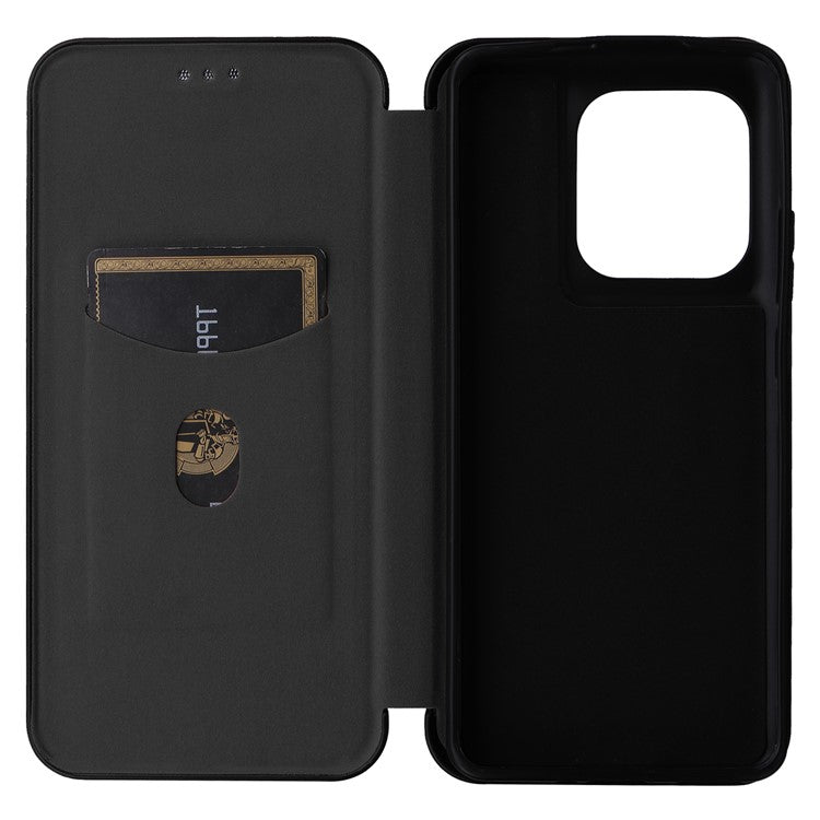 For Motorola Edge 50 Ultra 5G / Moto X50 Ultra 5G Mobile Phone Case Card Slots Carbon Fiber Texture Leather Phone Stand Cover - Black