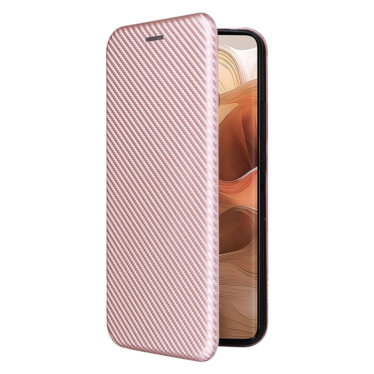 For Motorola Edge 50 Ultra 5G / Moto X50 Ultra 5G Mobile Phone Case Card Slots Carbon Fiber Texture Leather Phone Stand Cover - Rose Gold
