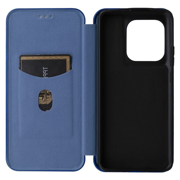 For Motorola Edge 50 Ultra 5G / Moto X50 Ultra 5G Mobile Phone Case Card Slots Carbon Fiber Texture Leather Phone Stand Cover - Blue