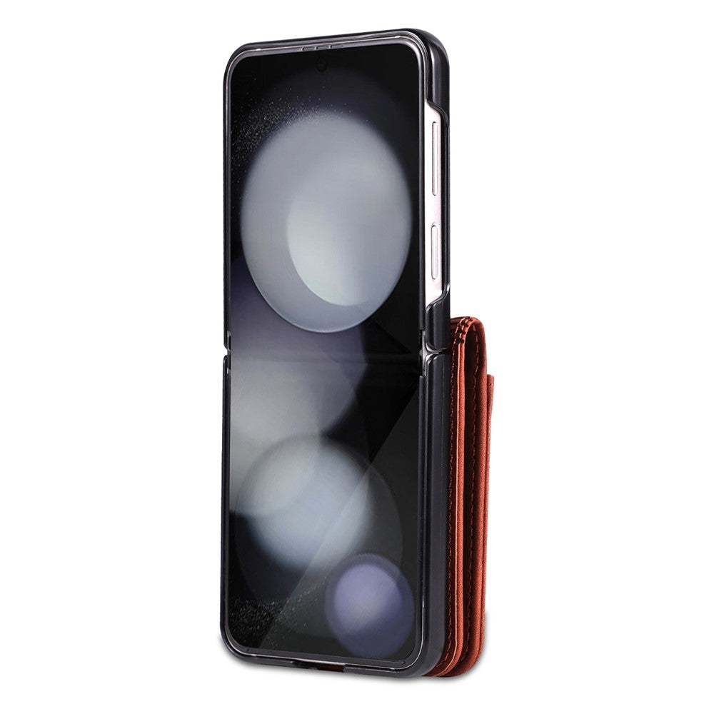 AZNS For Samsung Galaxy Z Flip7 FE 5G / Z Flip6 5G Case Ultra Thin Leather Phone Cover with Card Holder - Brown
