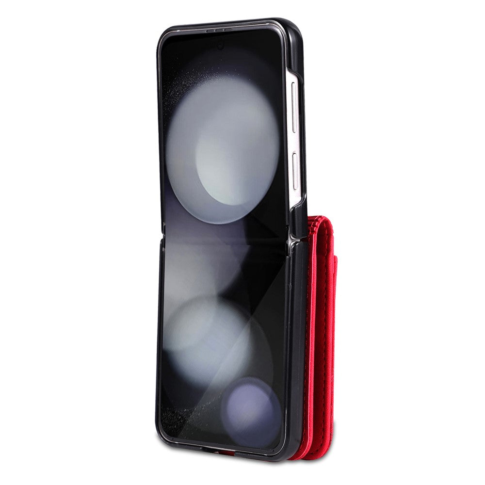 AZNS For Samsung Galaxy Z Flip7 FE 5G / Z Flip6 5G Case Ultra Thin Leather Phone Cover with Card Holder - Red