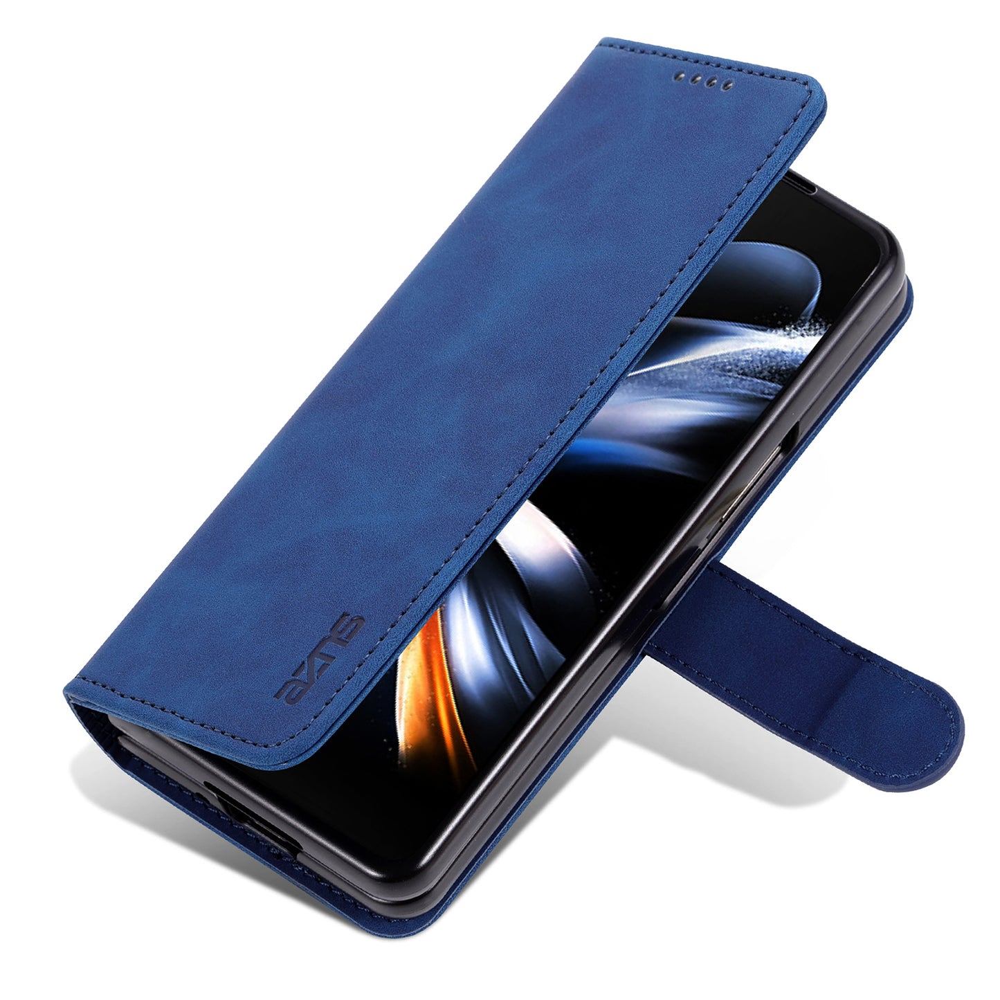 AZNS For Samsung Galaxy Z Fold6 5G Case PC Interior PU Leather Phone Cover Wallet - Blue