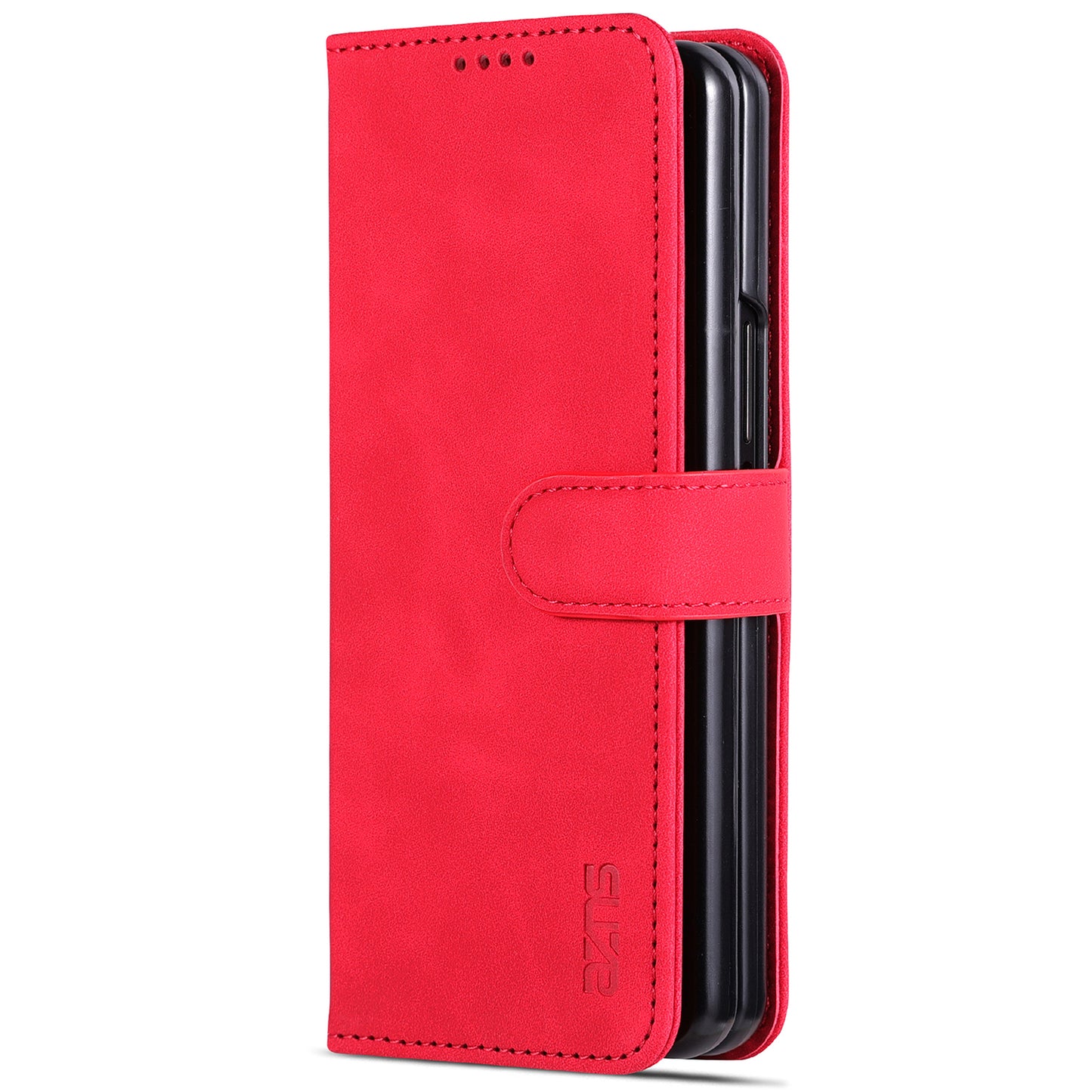 AZNS For Samsung Galaxy Z Fold6 5G Case PC Interior PU Leather Phone Cover Wallet - Red