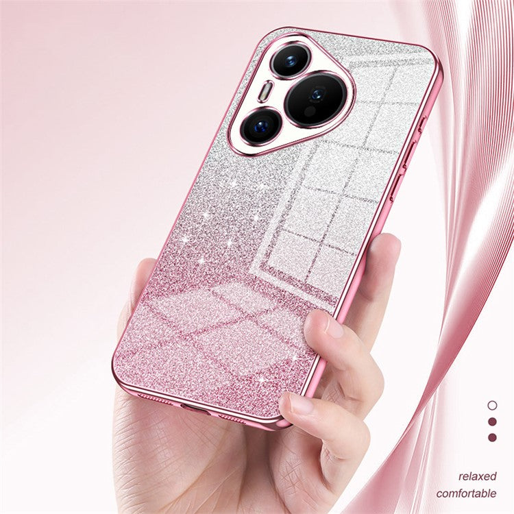 For Huawei Pura 70 Case TPU Gradient Glitter Mobile Phone Cover - Pink