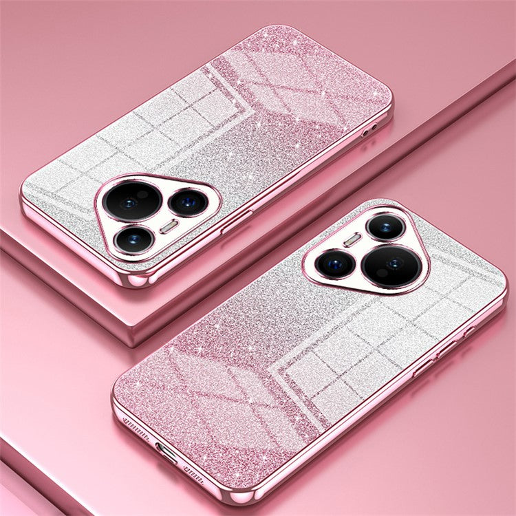 For Huawei Pura 70 Case TPU Gradient Glitter Mobile Phone Cover - Pink