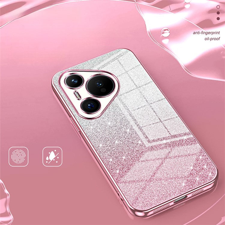 For Huawei Pura 70 Case TPU Gradient Glitter Mobile Phone Cover - Blue