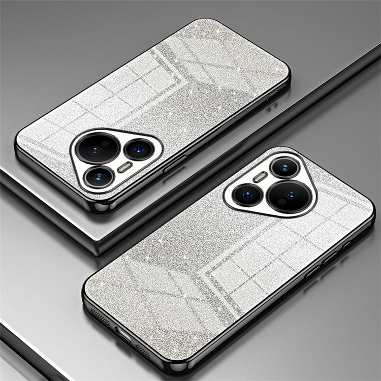 For Huawei Pura 70 Case TPU Gradient Glitter Mobile Phone Cover - Black
