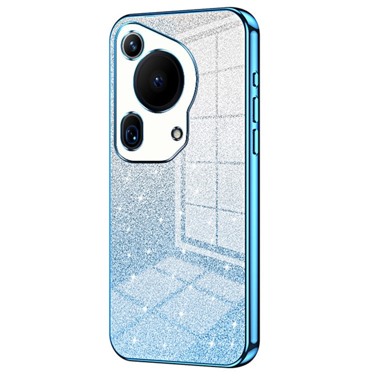 For Huawei Pura 70 Ultra Case Gradient Glitter Electroplating Soft TPU Phone Cover - Blue