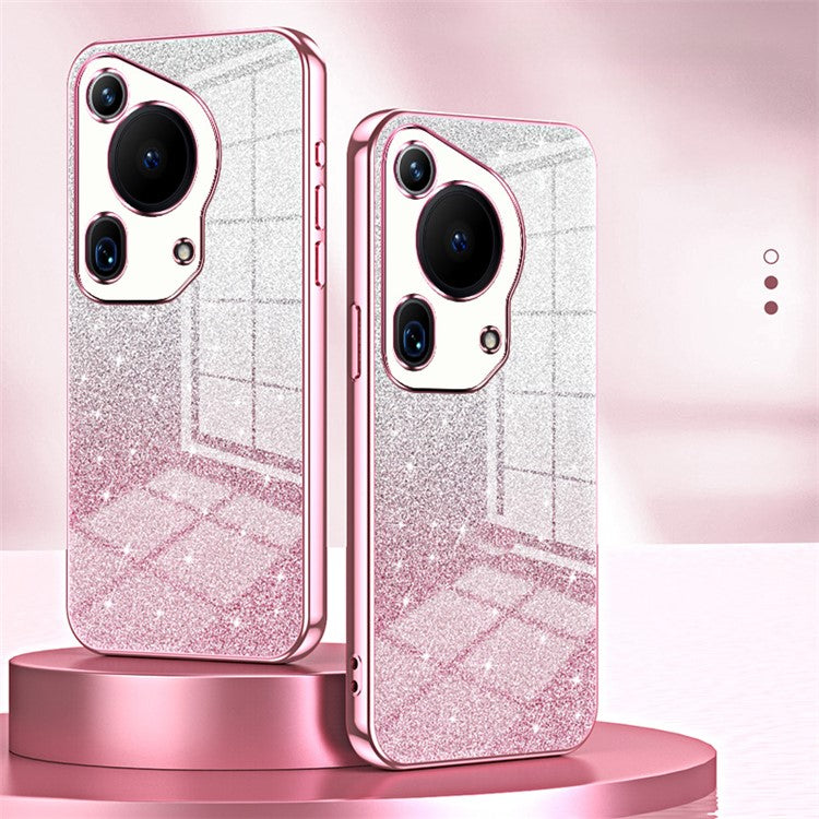 For Huawei Pura 70 Ultra Case Gradient Glitter Electroplating Soft TPU Phone Cover - Transparent