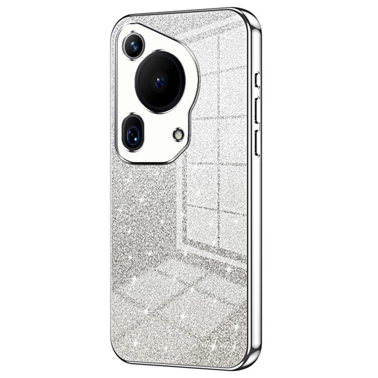 For Huawei Pura 70 Ultra Case Gradient Glitter Electroplating Soft TPU Phone Cover - Silver
