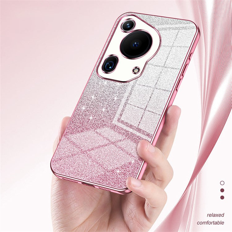 For Huawei Pura 70 Ultra Case Gradient Glitter Electroplating Soft TPU Phone Cover - Purple