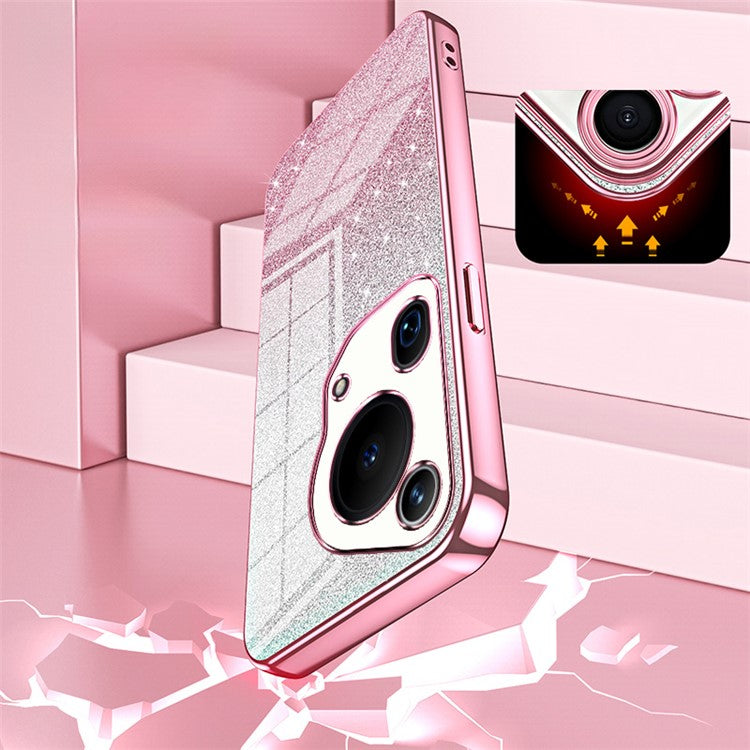 For Huawei Pura 70 Ultra Case Gradient Glitter Electroplating Soft TPU Phone Cover - Purple