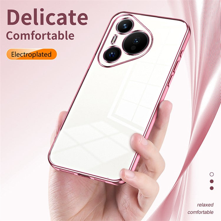 For Huawei Pura 70 Case TPU Transparency Electroplating Phone Cover - Blue