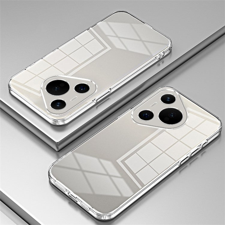 For Huawei Pura 70 Case TPU Transparency Electroplating Phone Cover - Transparent