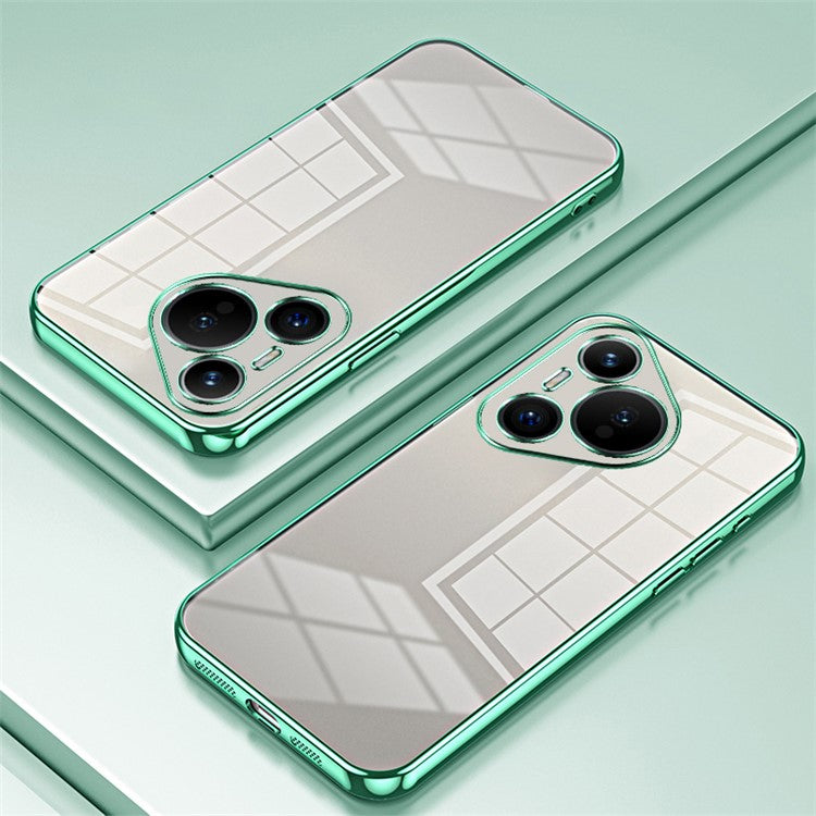 For Huawei Pura 70 Case TPU Transparency Electroplating Phone Cover - Green