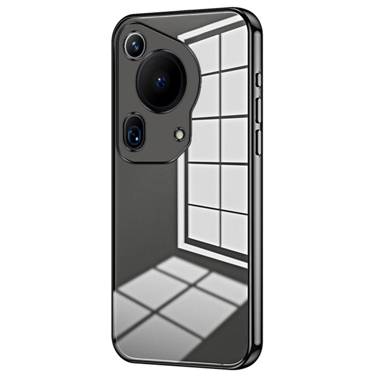 For Huawei Pura 70 Ultra Case TPU Shockproof Clear Phone Cover Electroplating Frame - Black