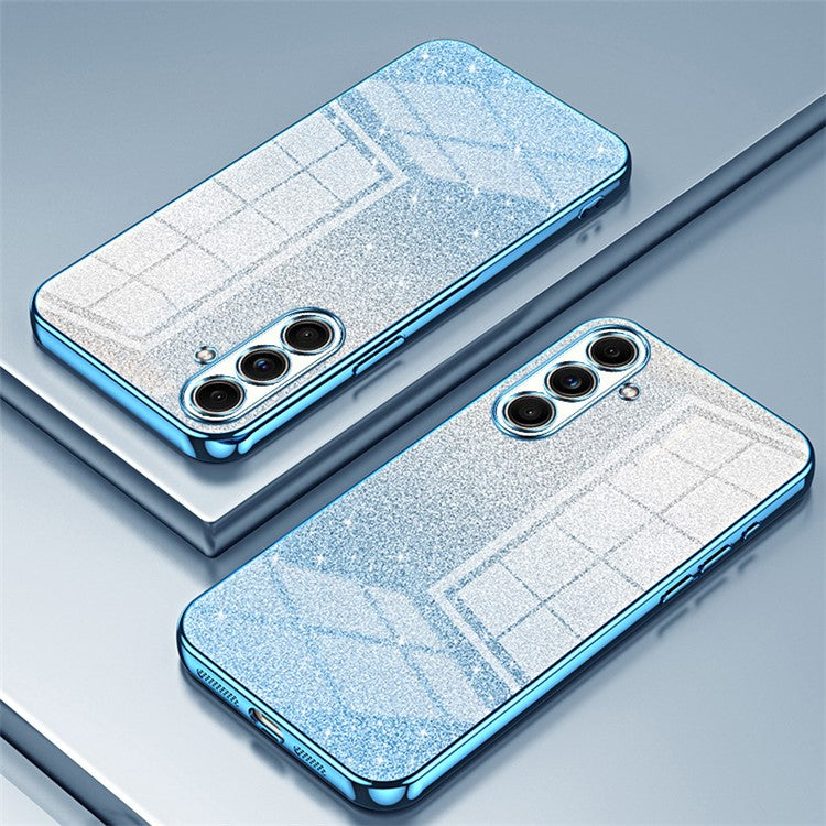 For Samsung Galaxy F55 5G / C55 5G / M55 5G Glitter Cell Phone Case Gradient Electroplated TPU Cover - Blue
