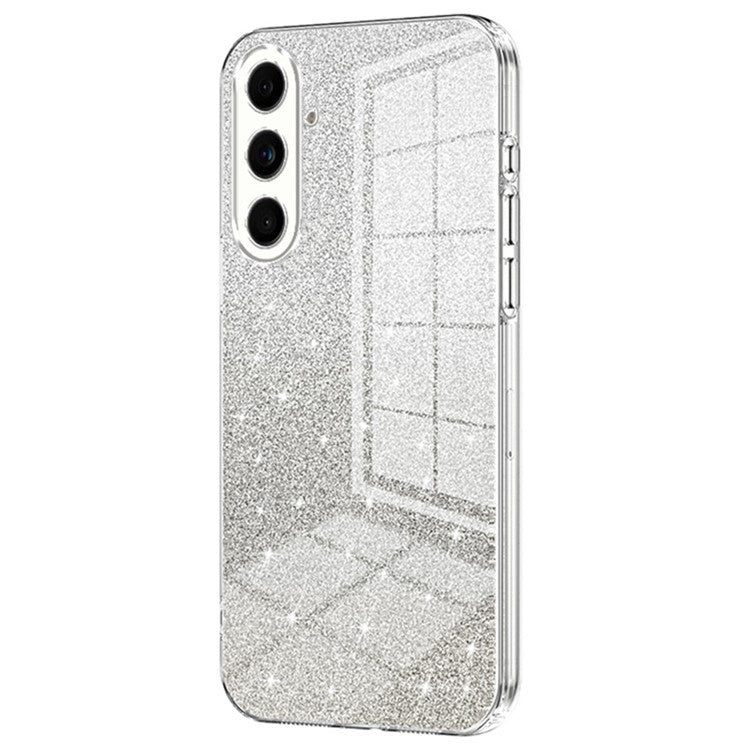 For Samsung Galaxy F55 5G / C55 5G / M55 5G Glitter Cell Phone Case Gradient Electroplated TPU Cover - Transparent