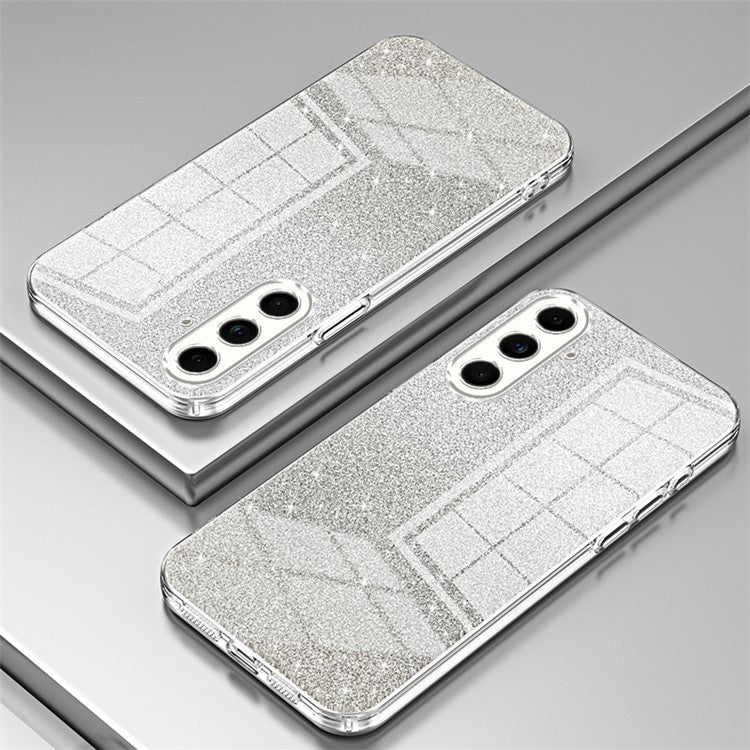 For Samsung Galaxy F55 5G / C55 5G / M55 5G Glitter Cell Phone Case Gradient Electroplated TPU Cover - Transparent