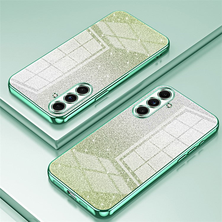 For Samsung Galaxy F55 5G / C55 5G / M55 5G Glitter Cell Phone Case Gradient Electroplated TPU Cover - Green