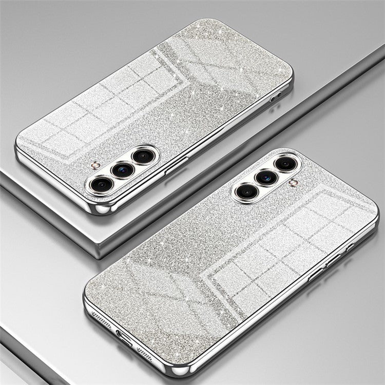 For Samsung Galaxy F55 5G / C55 5G / M55 5G Glitter Cell Phone Case Gradient Electroplated TPU Cover - Silver