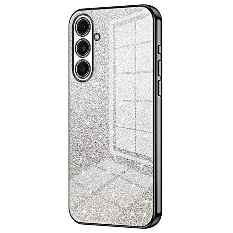 For Samsung Galaxy F55 5G / C55 5G / M55 5G Glitter Cell Phone Case Gradient Electroplated TPU Cover - Black