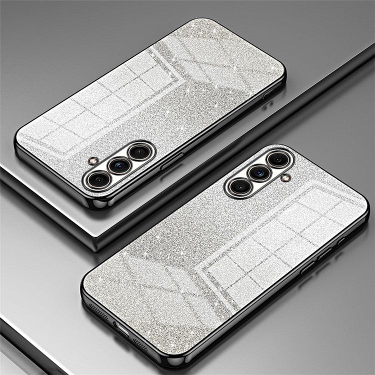 For Samsung Galaxy F55 5G / C55 5G / M55 5G Glitter Cell Phone Case Gradient Electroplated TPU Cover - Black
