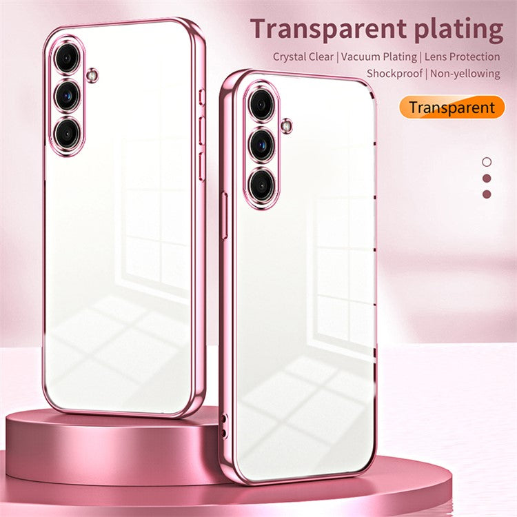 Back Shell for Samsung Galaxy F55 5G / C55 5G / M55 5G Electroplating TPU Cell Phone Case - Pink