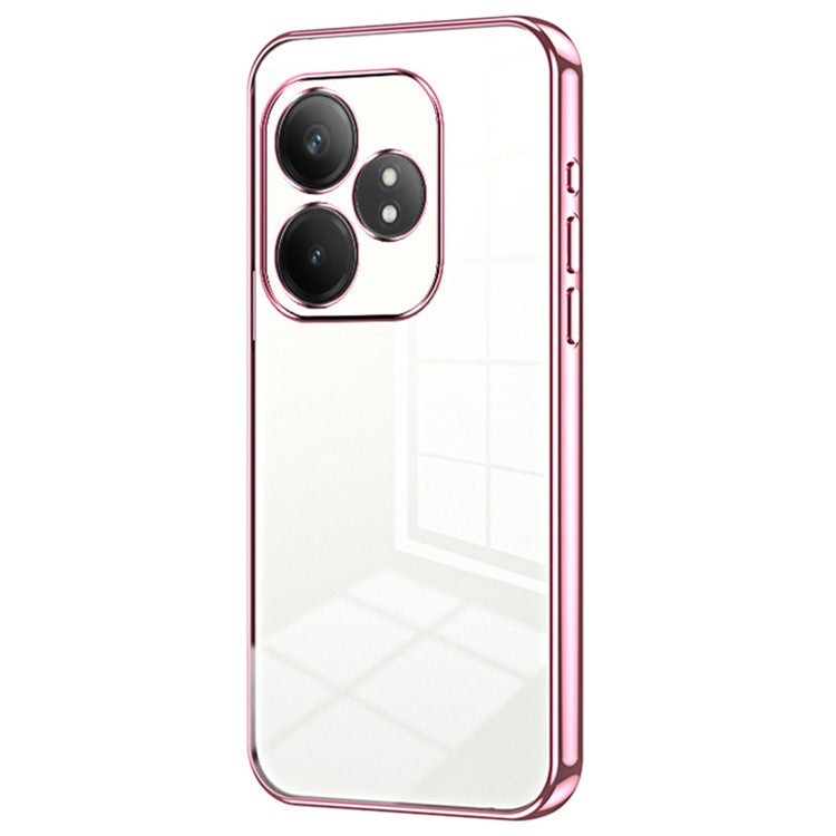 For Realme GT Neo6 SE 5G Case Crystal Clear Back Electroplating TPU Phone Cover - Pink