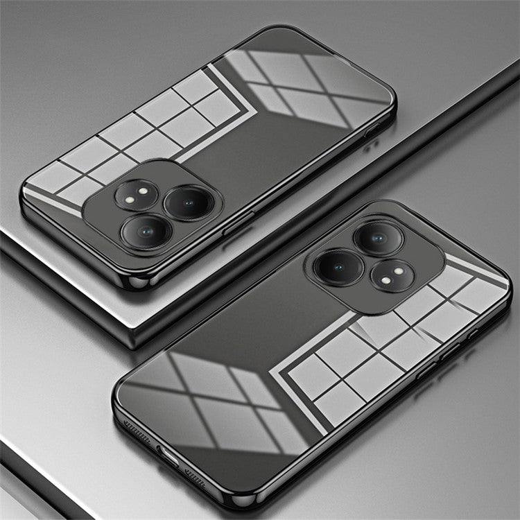 For Realme GT Neo6 SE 5G Case Crystal Clear Back Electroplating TPU Phone Cover - Black