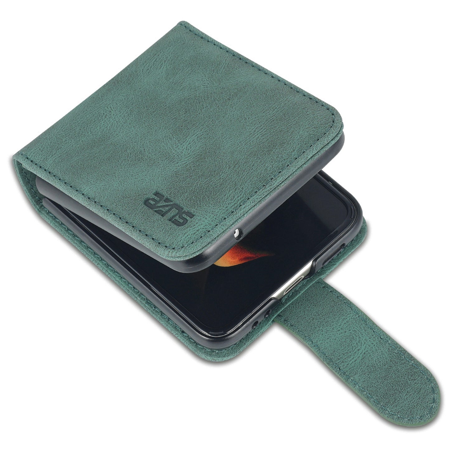 AZNS For Samsung Galaxy Z Flip6 5G Case Card Slots PU Leather Folding Phone Cover - Green