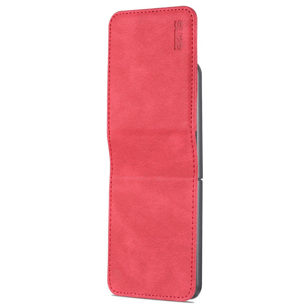 AZNS For Samsung Galaxy Z Flip7 FE 5G / Z Flip6 5G Case Card Slots PU Leather Folding Phone Cover - Red