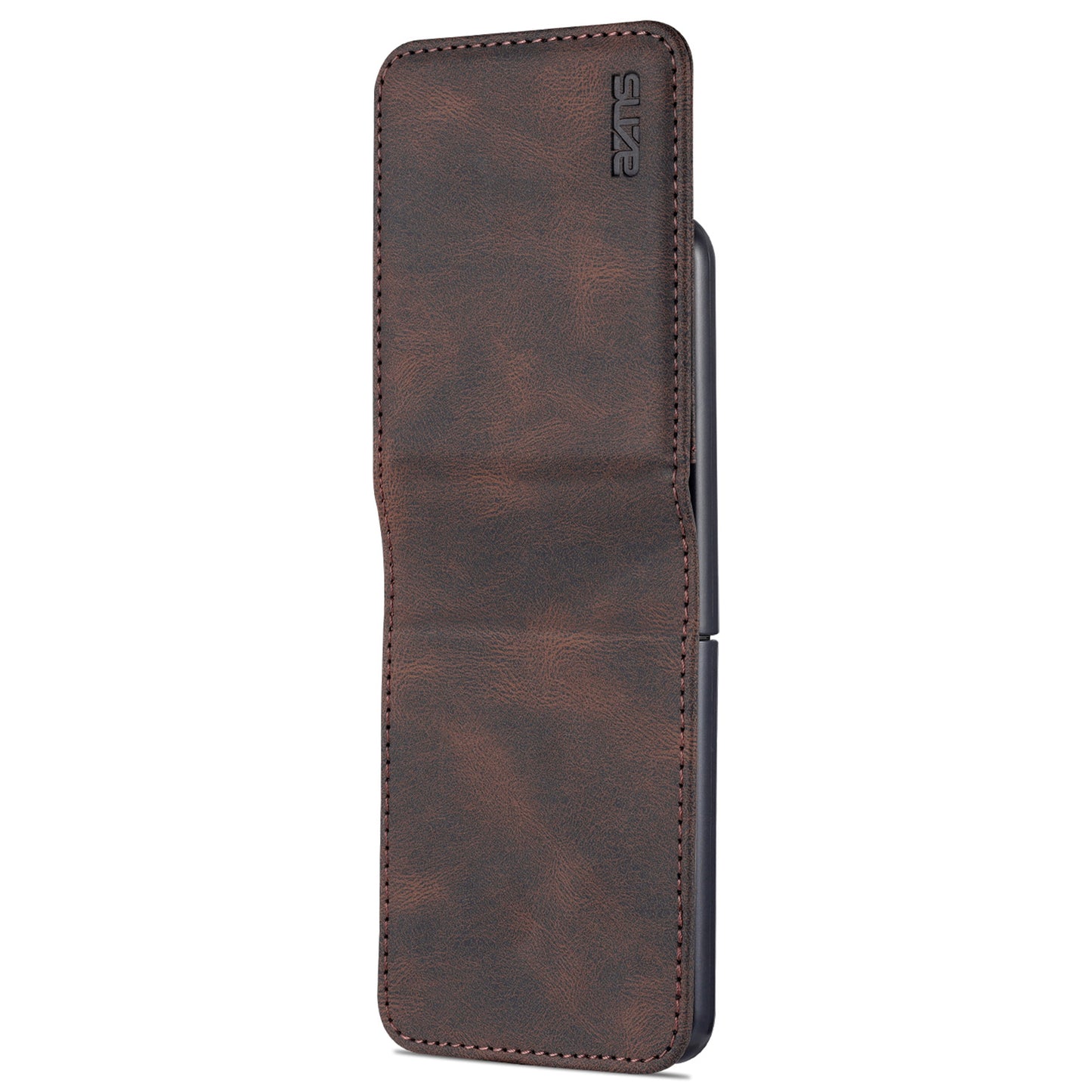 AZNS For Samsung Galaxy Z Flip6 5G Case Card Slots PU Leather Folding Phone Cover - Brown