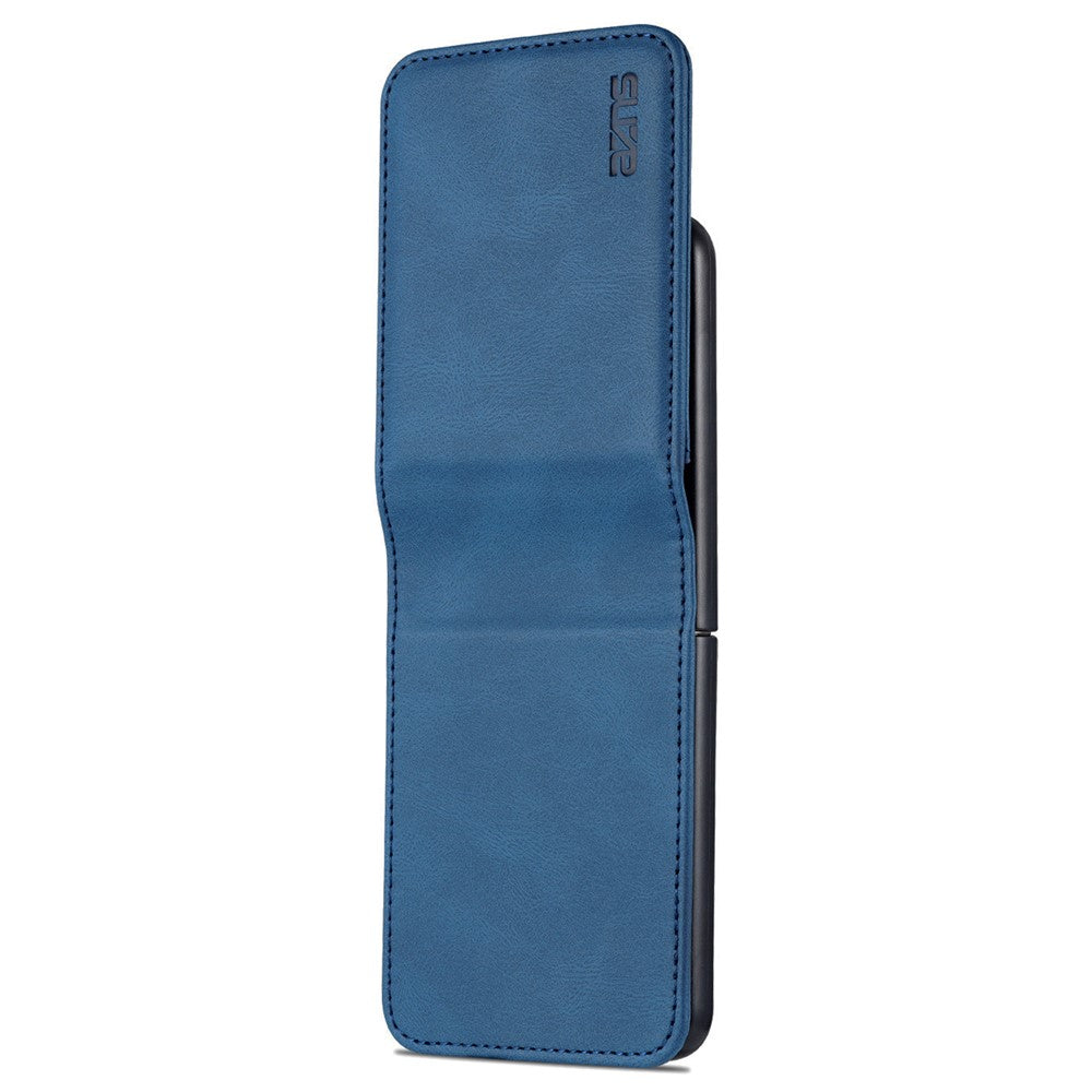 AZNS For Samsung Galaxy Z Flip7 FE 5G / Z Flip6 5G Case Card Slots PU Leather Folding Phone Cover - Blue