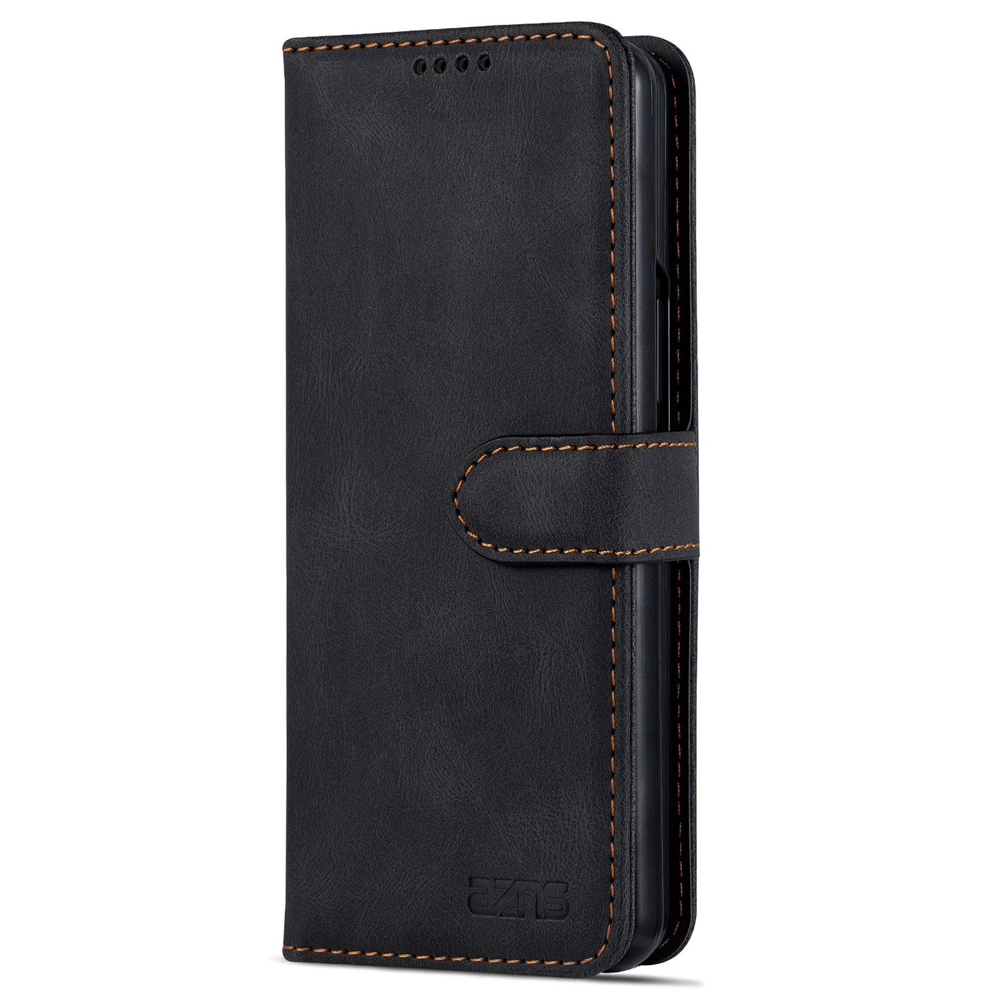 AZNS For Samsung Galaxy Z Fold6 5G Case Leather Phone Cover with Wallet Stand - Black