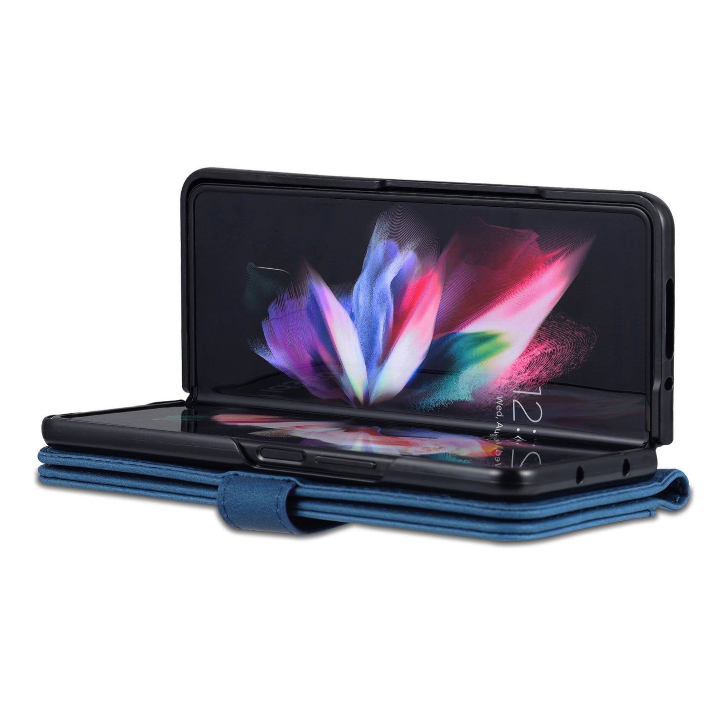 AZNS For Samsung Galaxy Z Fold6 5G Case Leather Phone Cover with Wallet Stand - Blue