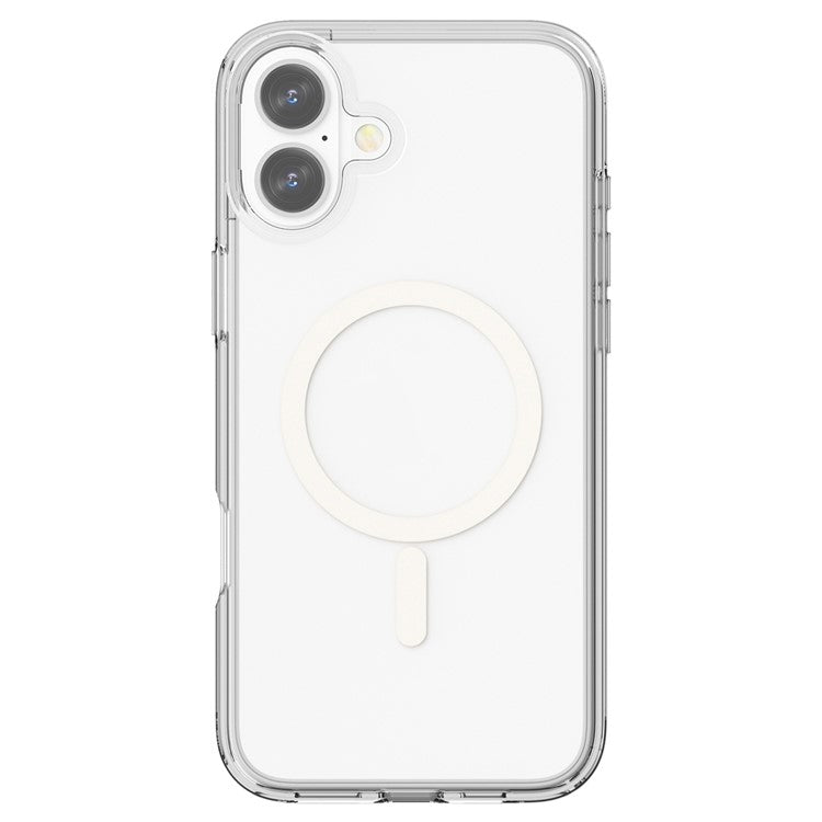 For iPhone 16 Magnetic Phone Case PC+TPU Scratch-Proof Cover Compatible with MagSafe - Transparent