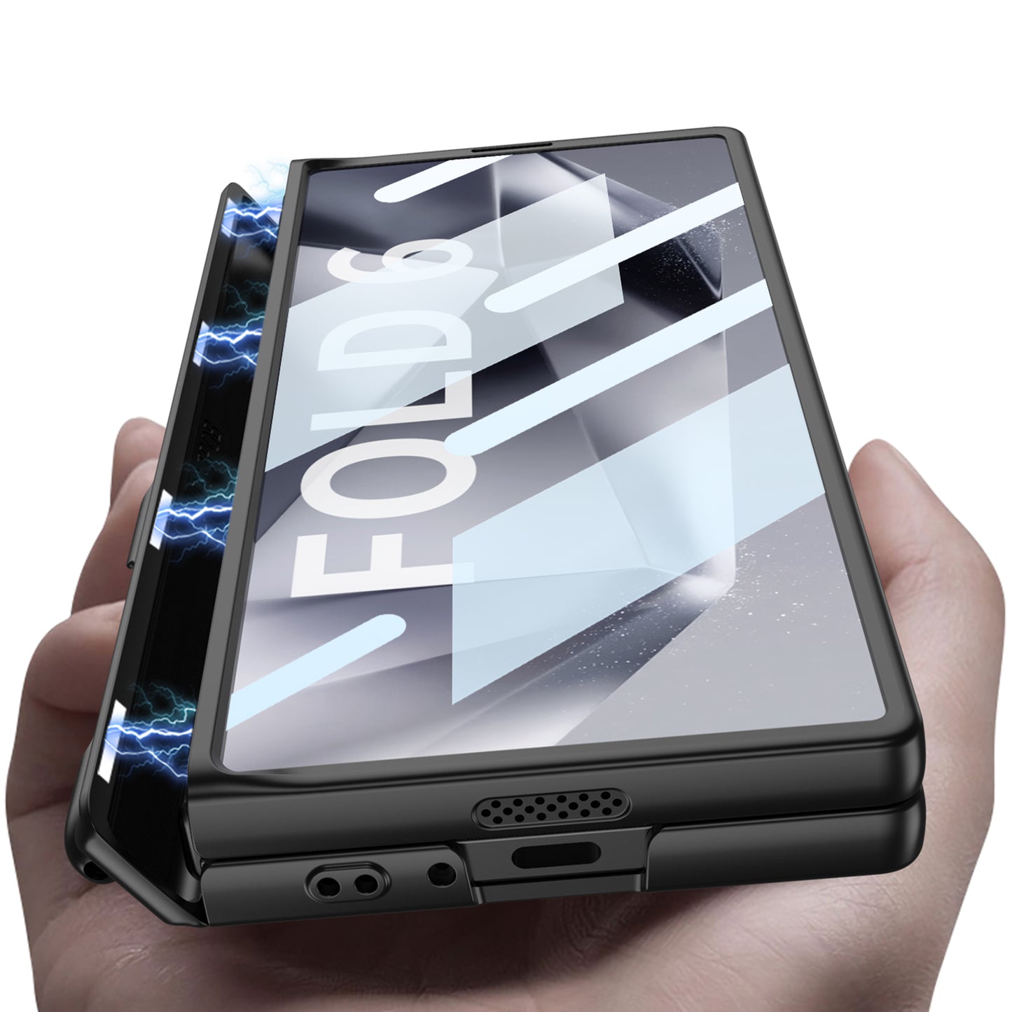 GKK For Samsung Galaxy Z Fold6 5G Case Hard PC Phone Cover with Clear Screen Film Magnetic Hinge - Black