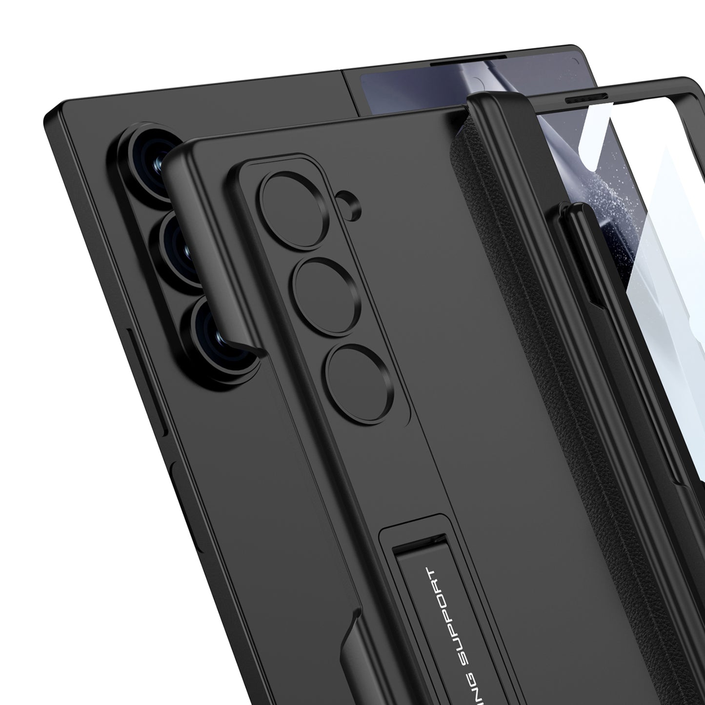GKK For Samsung Galaxy Z Fold6 5G Case Hard PC Phone Cover with Clear Screen Film Magnetic Hinge - Gold
