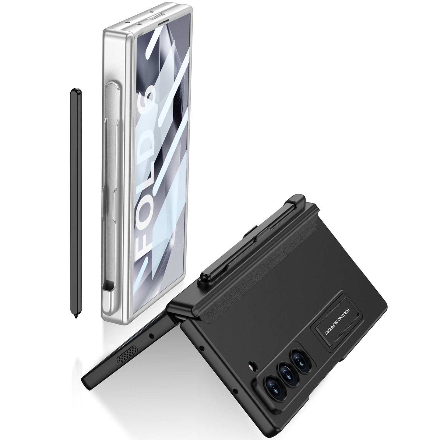 GKK For Samsung Galaxy Z Fold6 5G Case Hard PC Phone Cover with Clear Screen Film Magnetic Hinge - Green