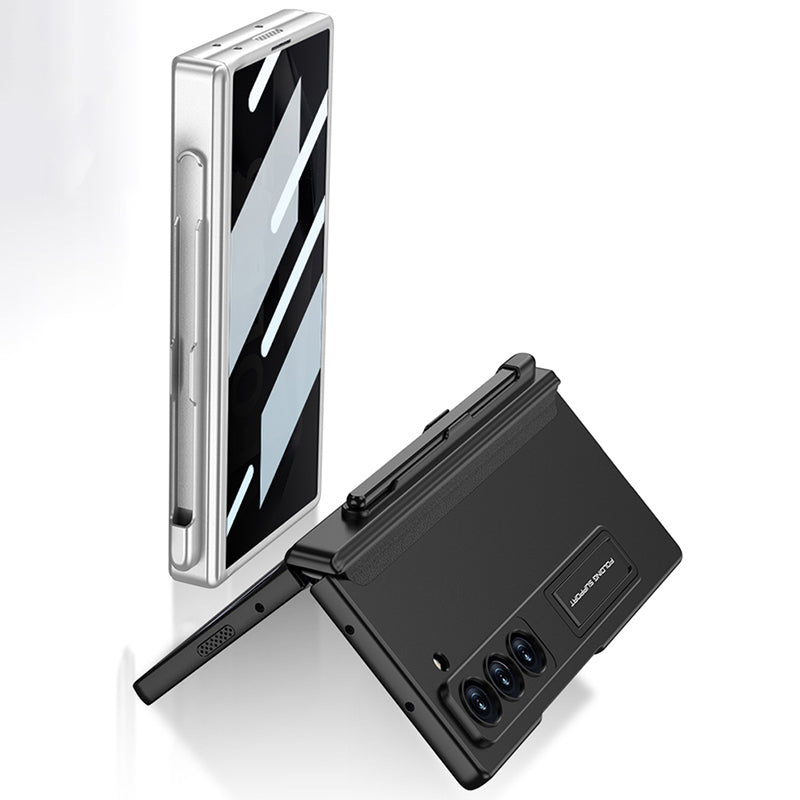 GKK For Samsung Galaxy Z Fold6 5G Case Hard PC Phone Cover with Privacy Tempered Glass Film Magnetic Hinge - Titanium Grey