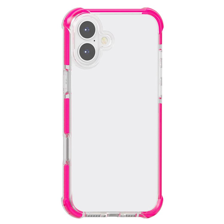 Clear Mobile Phone Case for iPhone 16 TPU+TPE+PC Phone Cover - Transparent Pink