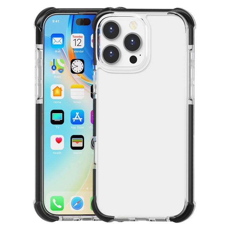 For iPhone 16 Pro TPU+TPE+PC Phone Cover Clear Mobile Phone Case - Transparent Black