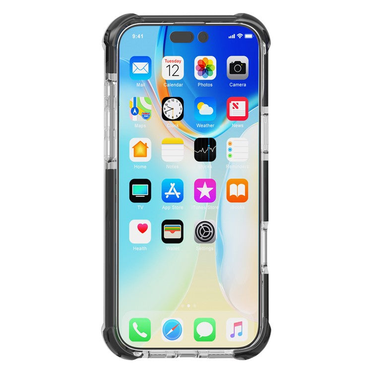 For iPhone 16 Pro TPU+TPE+PC Phone Cover Clear Mobile Phone Case - Transparent Black