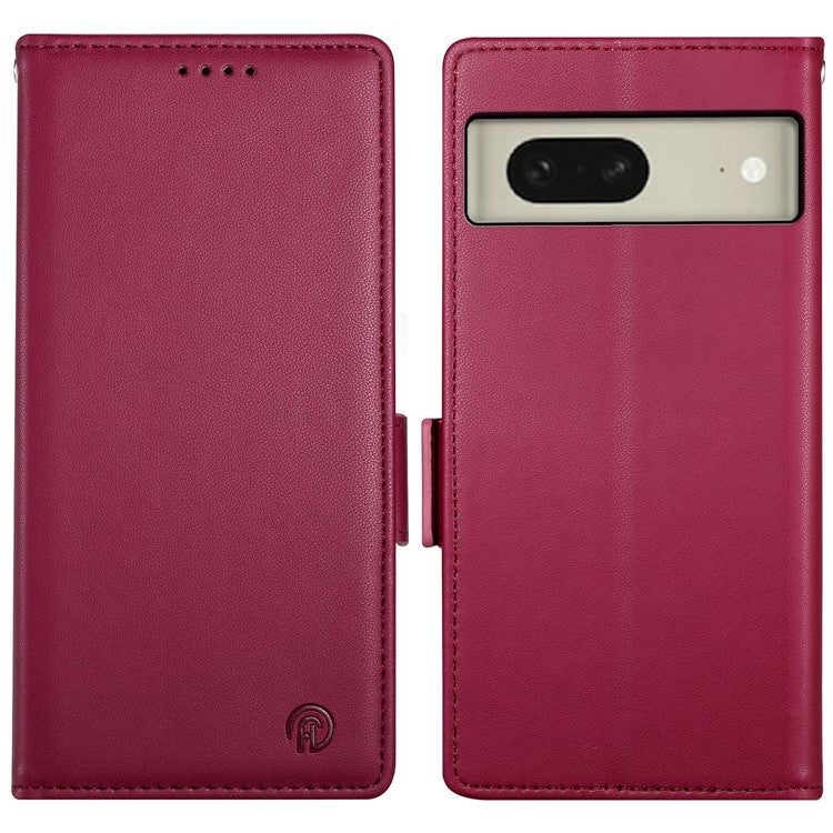 DF-010 For Google Pixel 8 Case Side Clasps PU Leather Full Protection Phone Cover - Wine Red