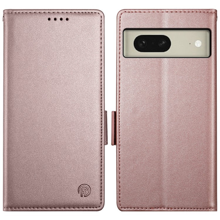 DF-010 For Google Pixel 8 Case Side Clasps PU Leather Full Protection Phone Cover - Rose Gold