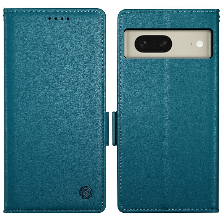 DF-010 For Google Pixel 8 Case Side Clasps PU Leather Full Protection Phone Cover - Blue