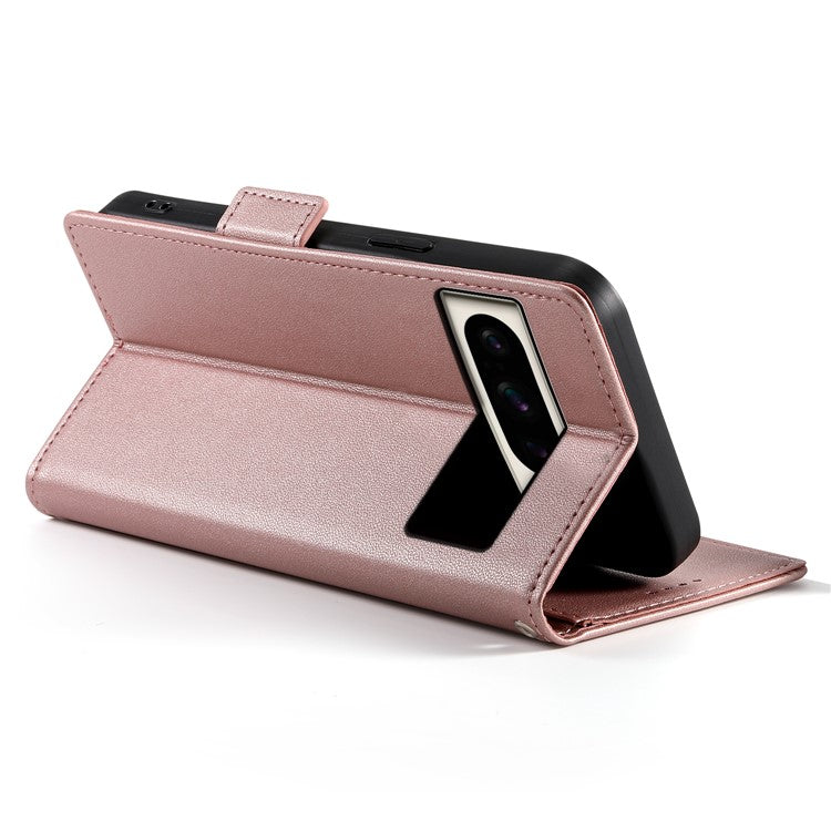 DF-010 For Google Pixel 8 Pro Mobile Phone Case Side Magnetic Clasps Leather Stand Phone Cover - Rose Gold